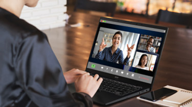Back view of business woman talking about sale report in video conference. Asian team using laptop and tablet online meeting in video call.Working from home, Working remotely and Social isolation.; Shutterstock ID 1692335203; Purchase Order: -