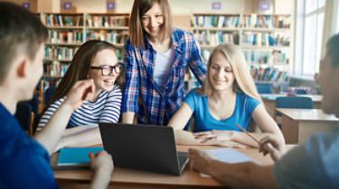 Students with laptop; Shutterstock ID 444332530; purchase_order: -; job: -; client: -; other: -